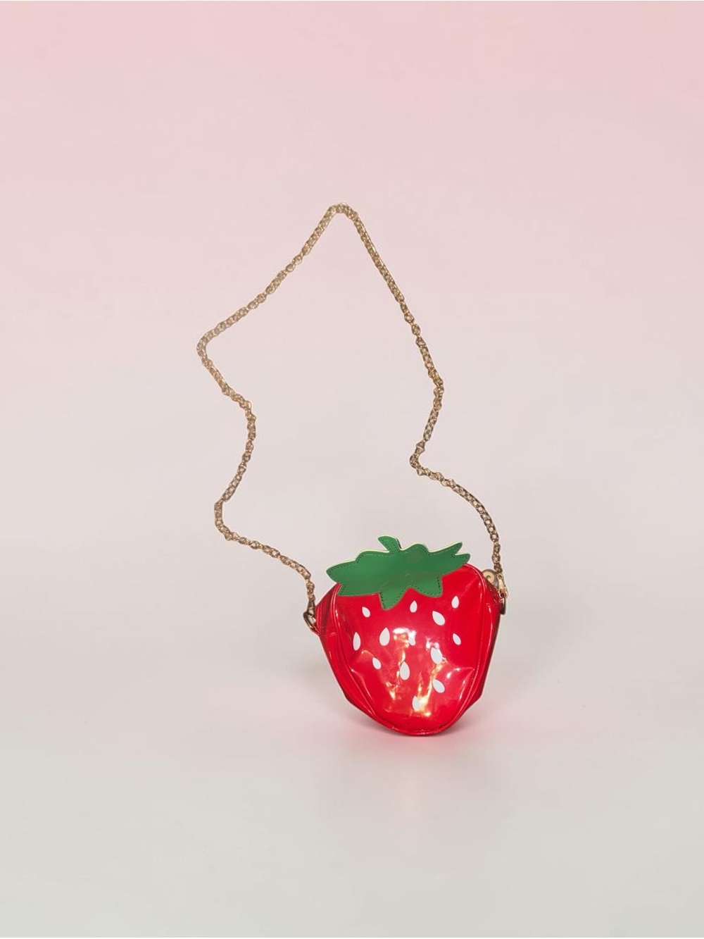 Strawberry Crossbody Bag with Gold Chain